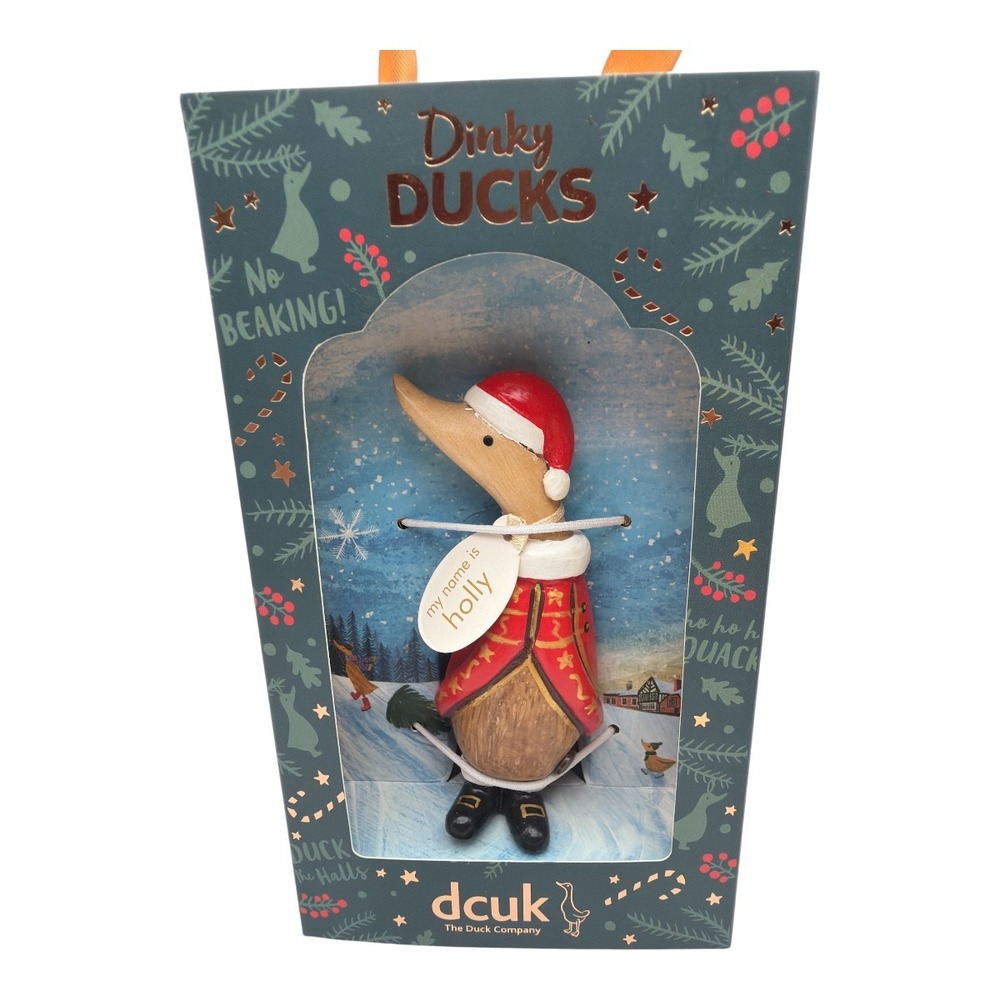 DCUK Christmas Dinky Duck - Santa Figurine Holly NEW in Box - Picture 2 of 3